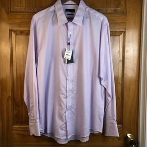 NWT Quieti Mens Lavender Pink Micro Pattern Fine Cotton Dress Shirt Designer